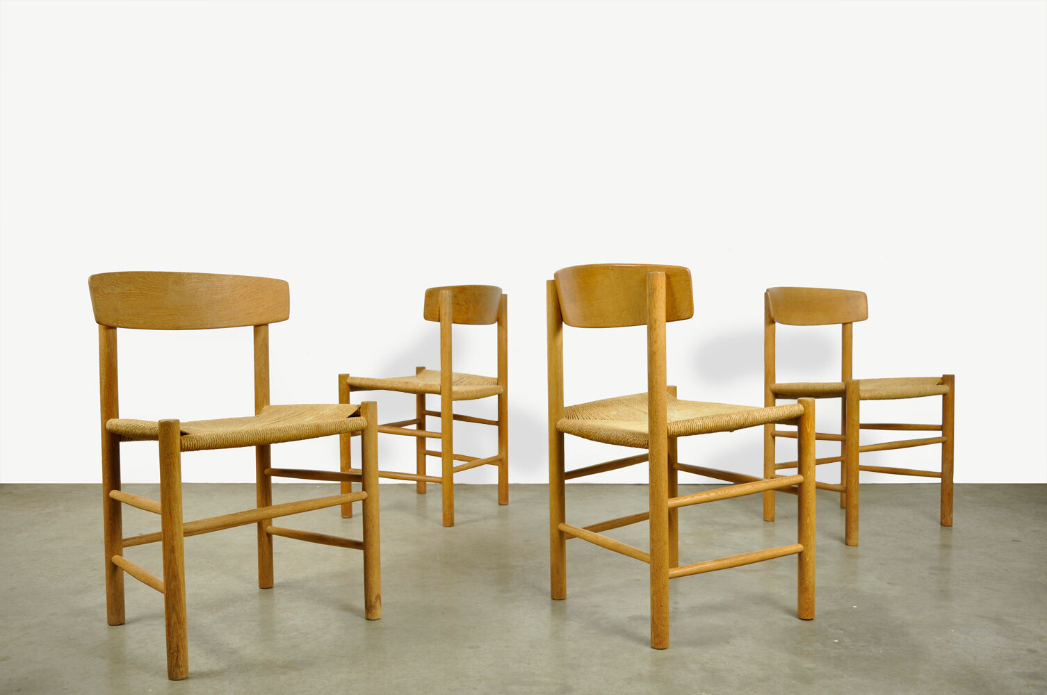 Set of four original oak dining chairs, model J39, by Børge Mogensen for F.D.B. Mobler, Denmark 1960