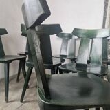 Set of 10 wooden bistro chairs