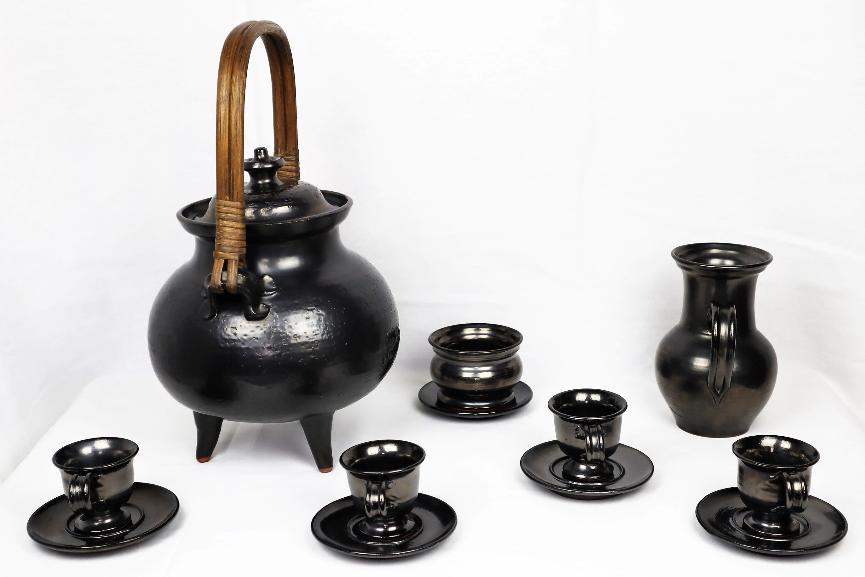 Jean Marais Tea Service, black ceramic 1980