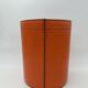 Orange Leather Waste Paper Basket in the Style of a Saddler, in the Taste of Hermès, Ann
