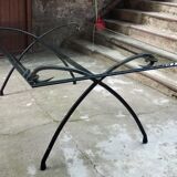 Table à manger fer forgé et verre