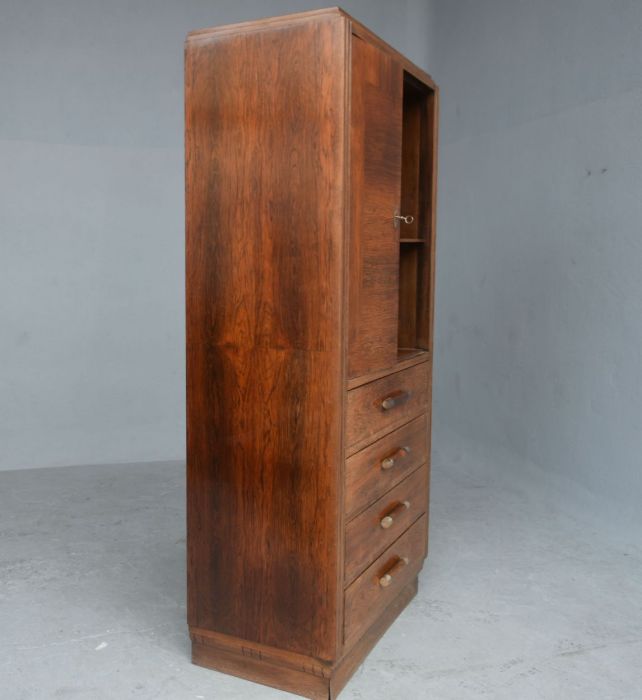 Bahut high art deco 1930 display case door shelf 4 rosewood drawers