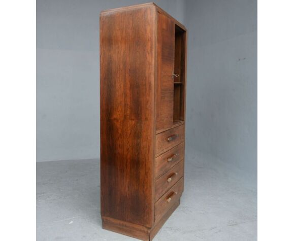 Bahut high art deco 1930 display case door shelf 4 rosewood drawers |  Selency