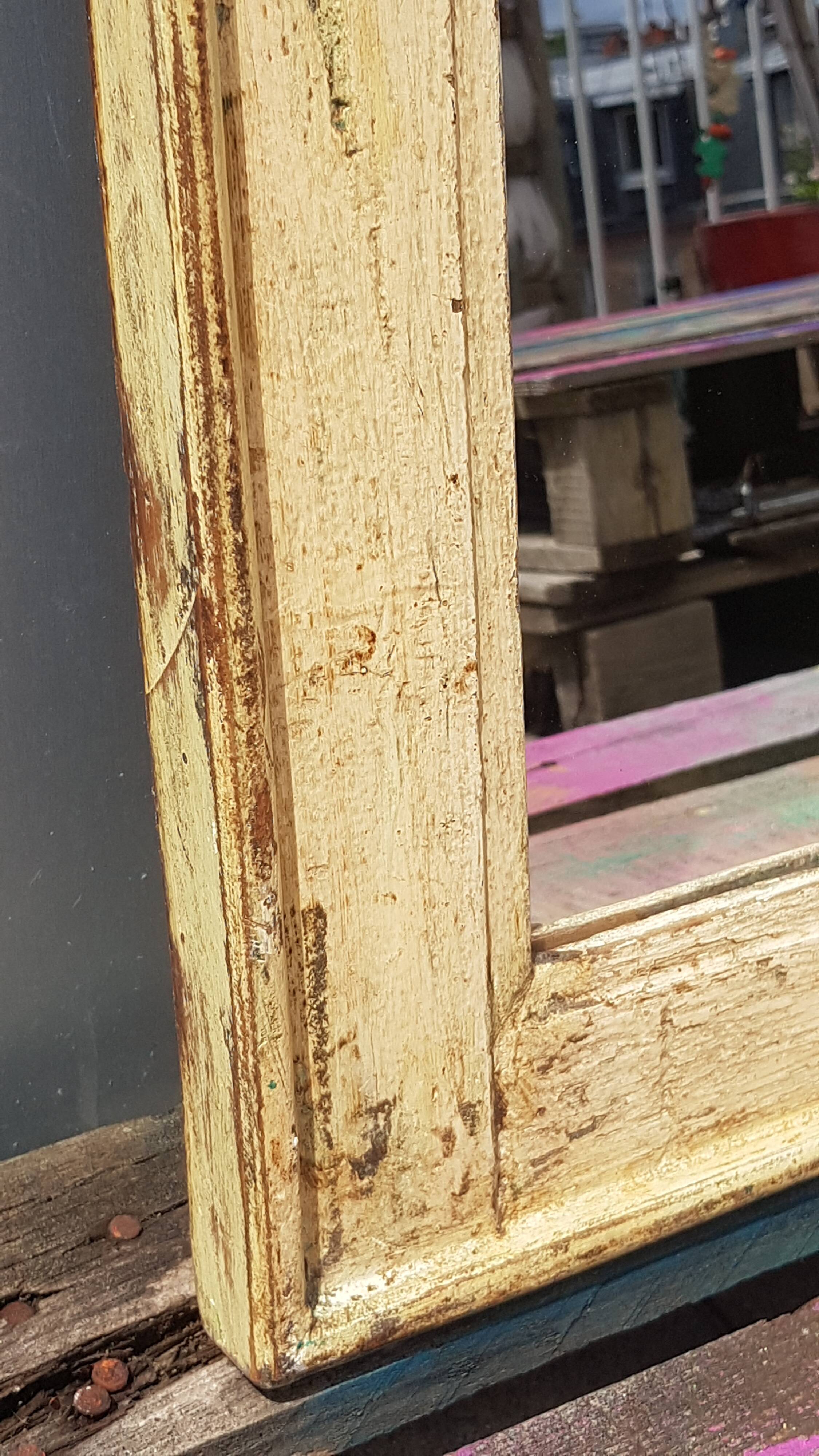 Off-White Mirror Old Teak Wood Patina