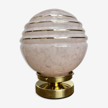 Lampe à poser globe en verre de Clichy rose