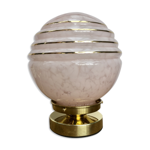 lampe à poser globe en verre de Clichy rose