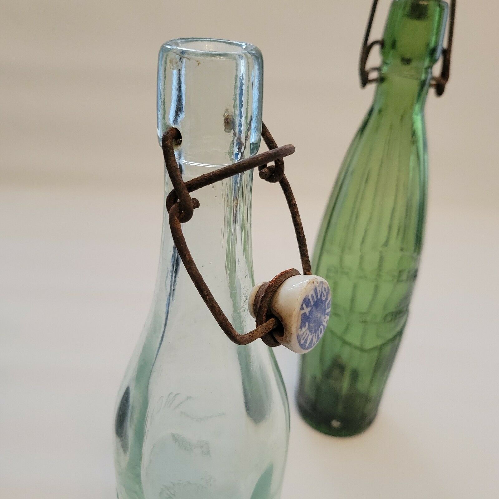 Set of 3 old bottles lemonade / water / beer / soda