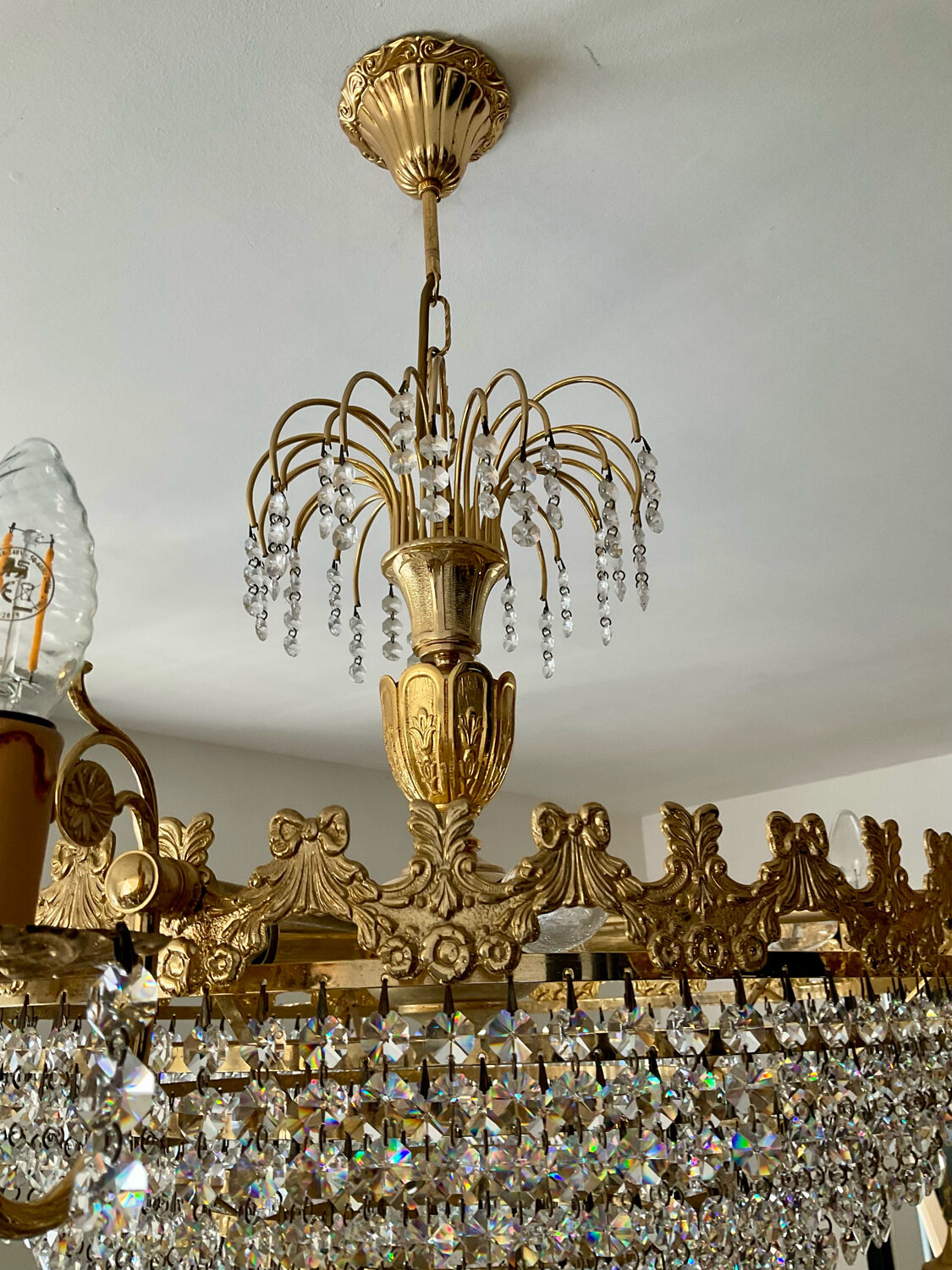 Waterfall chandelier with crystal tassels