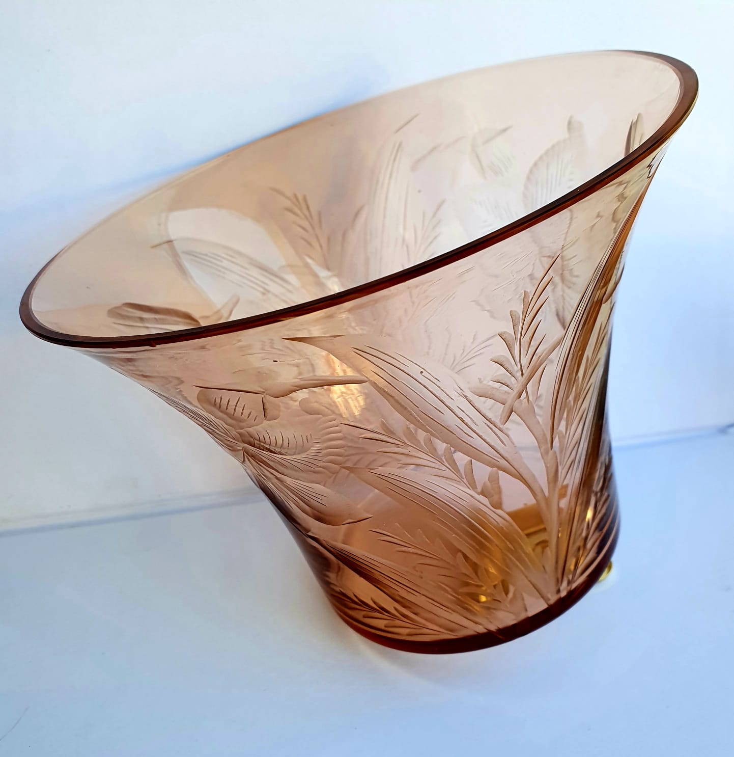 Old engraved glass vase