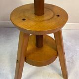 Adjustable and swivel wooden stool