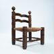 Chaise basse en bois avec assise en paille dans le style de Charles Dudouyt, années 1950