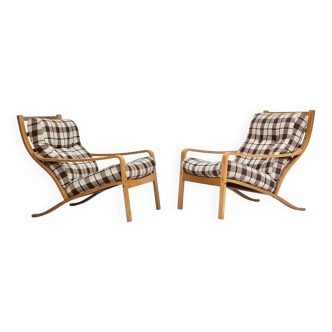 1970s, Danish design, par of two lounge chairs in furniture wool, original very good condition.