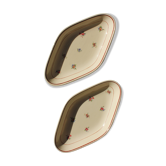 2 raviers dishes in earthenware with flowers Salins