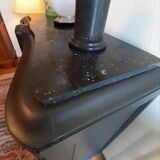 Buffet art deco noir acier dessus marbre ou commode 2 portes