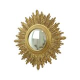 Miroir soleil Sunburst XL en résine dorée