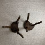 Pair of brutalist tripod stools