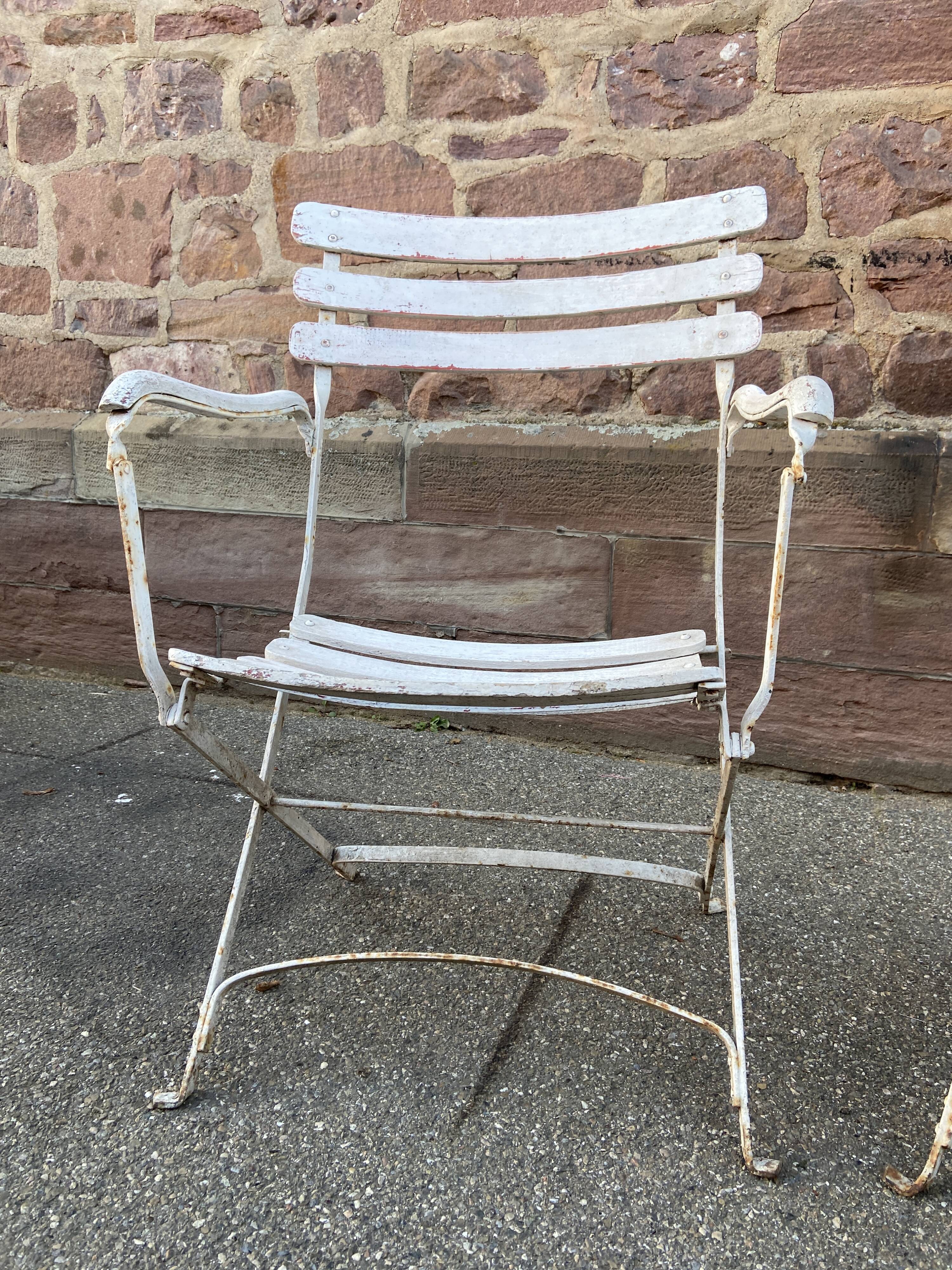 Paire de fauteuils chaises de jardin fer forgé vintage