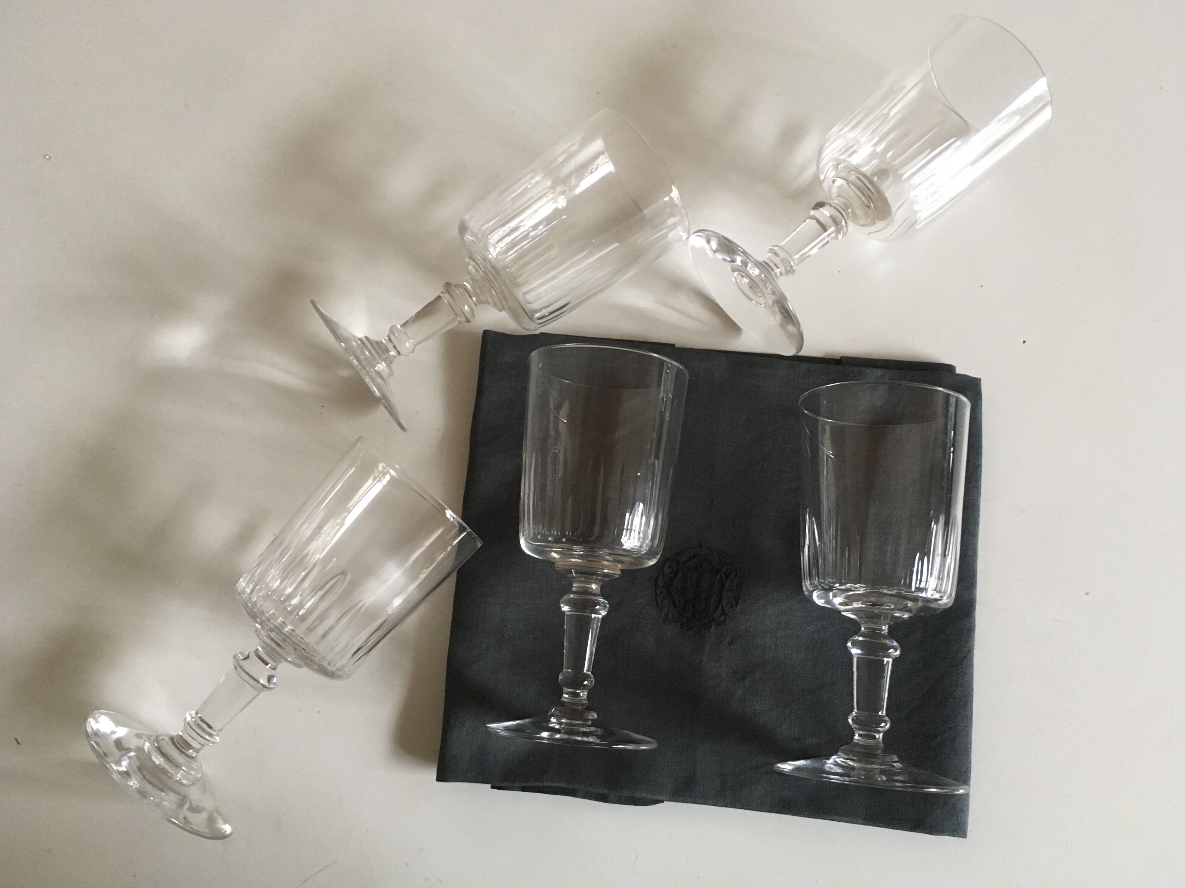 series of 5 early 20th crystal water glasses
