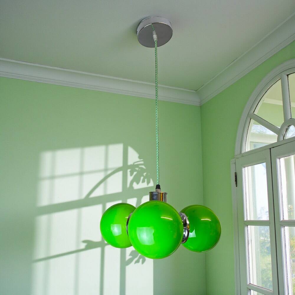 Space Age green glass hanging light