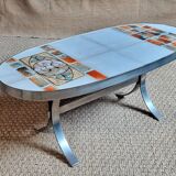 Coffee table 70s ceramic and stainless steel