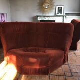 Corner sofa from 1976 from the publisher Velda Belgium in cognac velvet