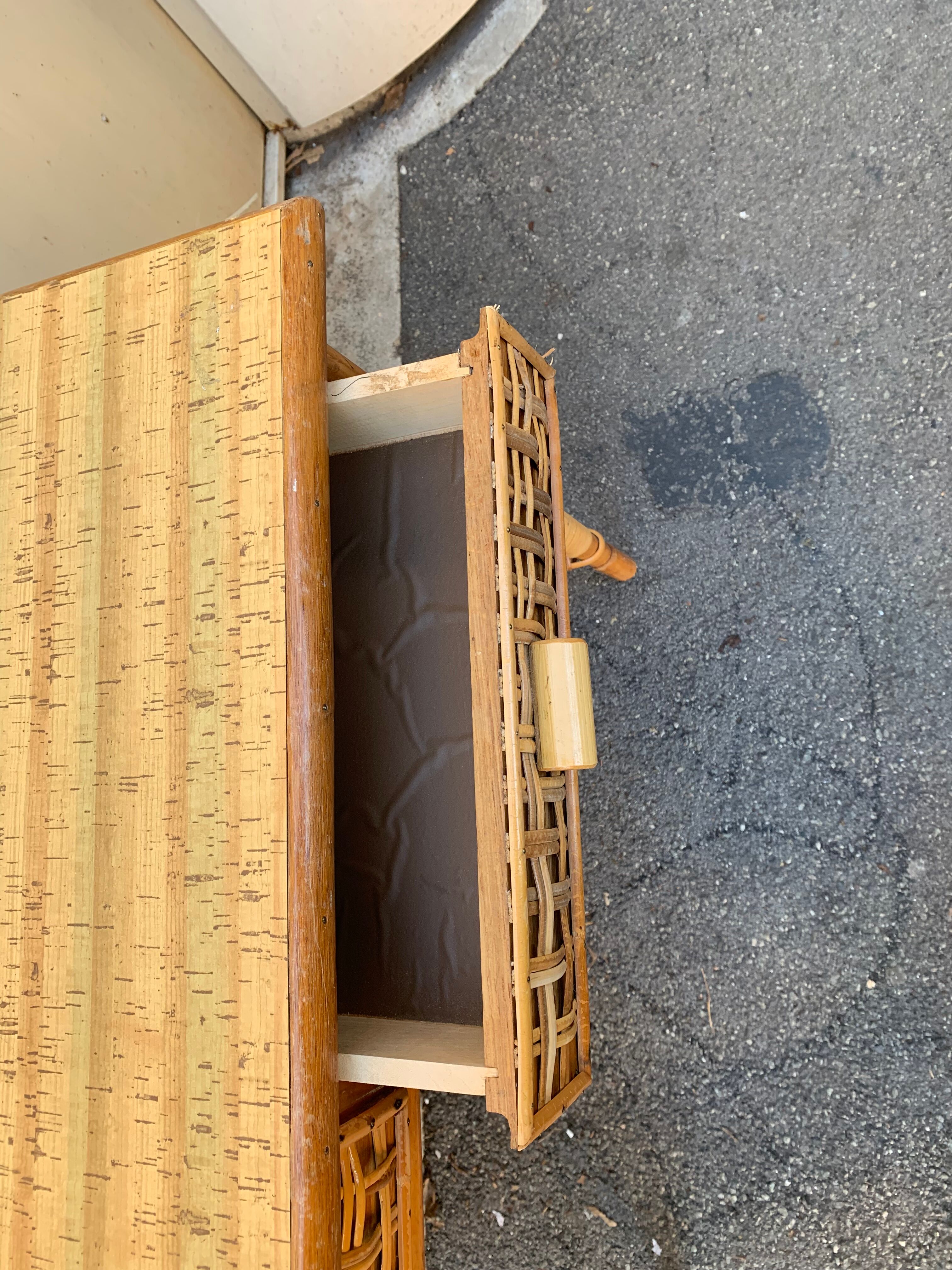 2-drawer rattan desk from the 1970