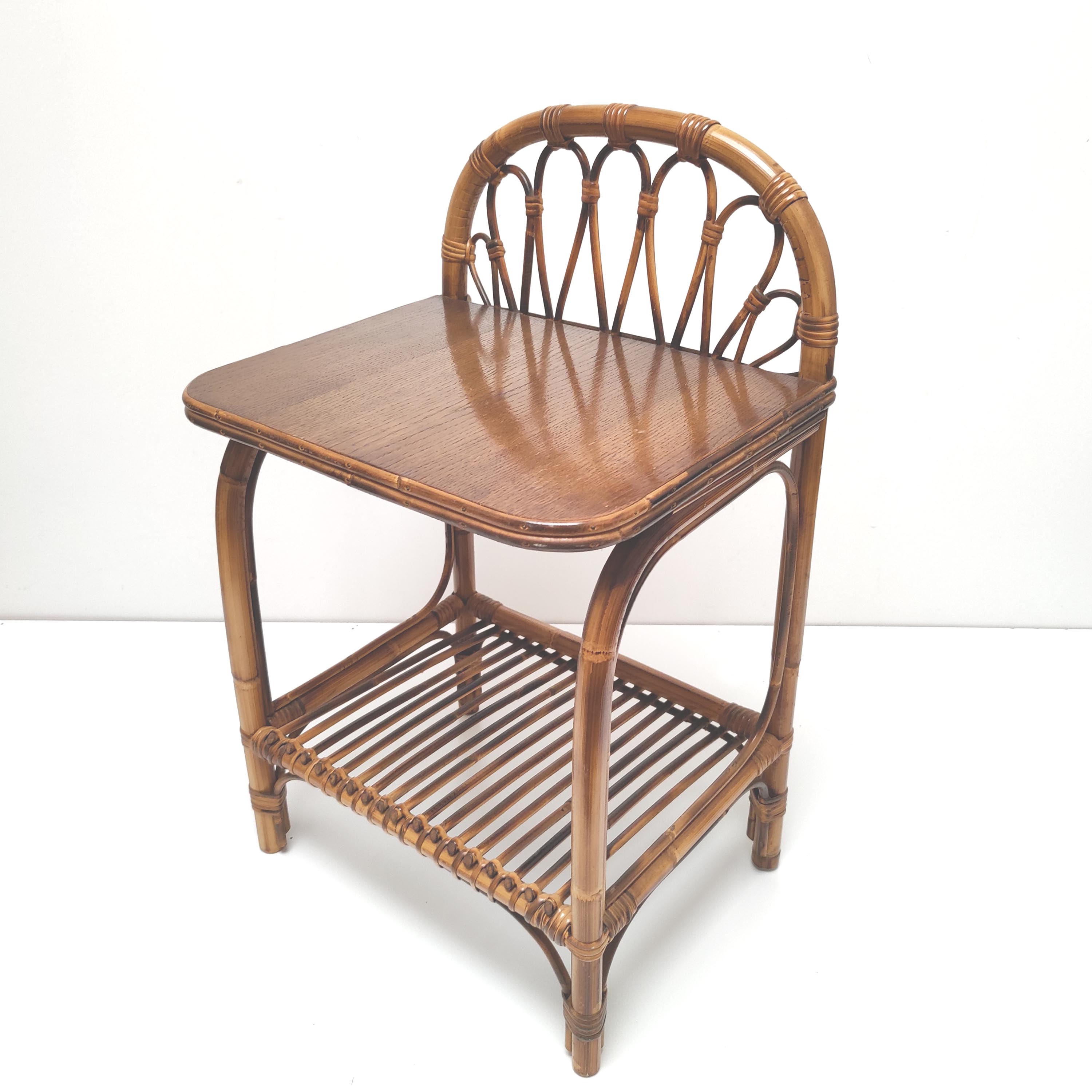 Vintage rattan bedside table 60s