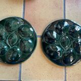 Set of 2 Saint Clément oyster plates in slip