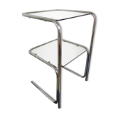 Side table in chrome and glass