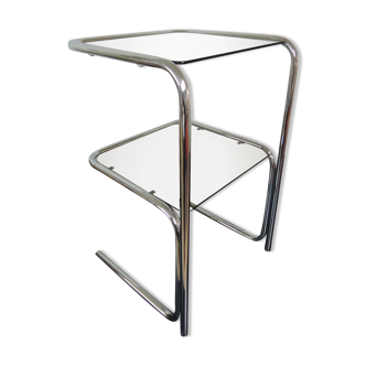 Table d'appoint en chrome et verre