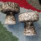 Pair of small ceramic candle holders Structured by Pieter Groeneveldt 1960's