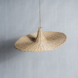 Small suspension, rattan luminaire in hat shape D:60cm