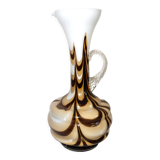 Murano glass vase Carlo Moretti vintage opaline, marbled brown and white, 70s