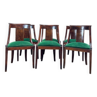 Suite de six chaises gondole en acajou de style empire