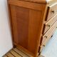 Oak art deco chest of drawers, compass legs