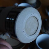 Set of 6 cups in vintage artisanal stoneware and its sub-cups
