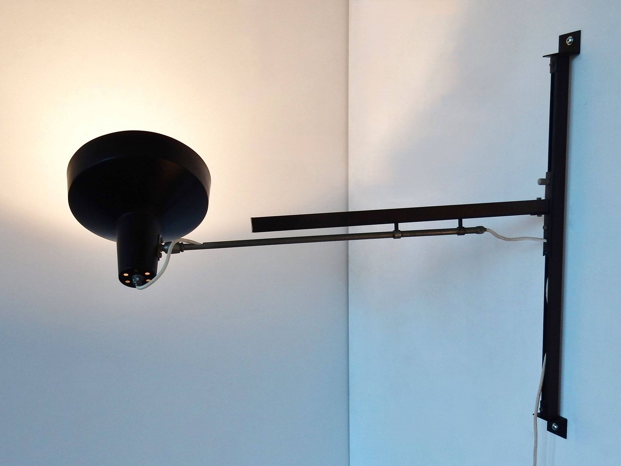 Black metal multi-adjustable wall lamp for Hiemstra Evolux, 1960's