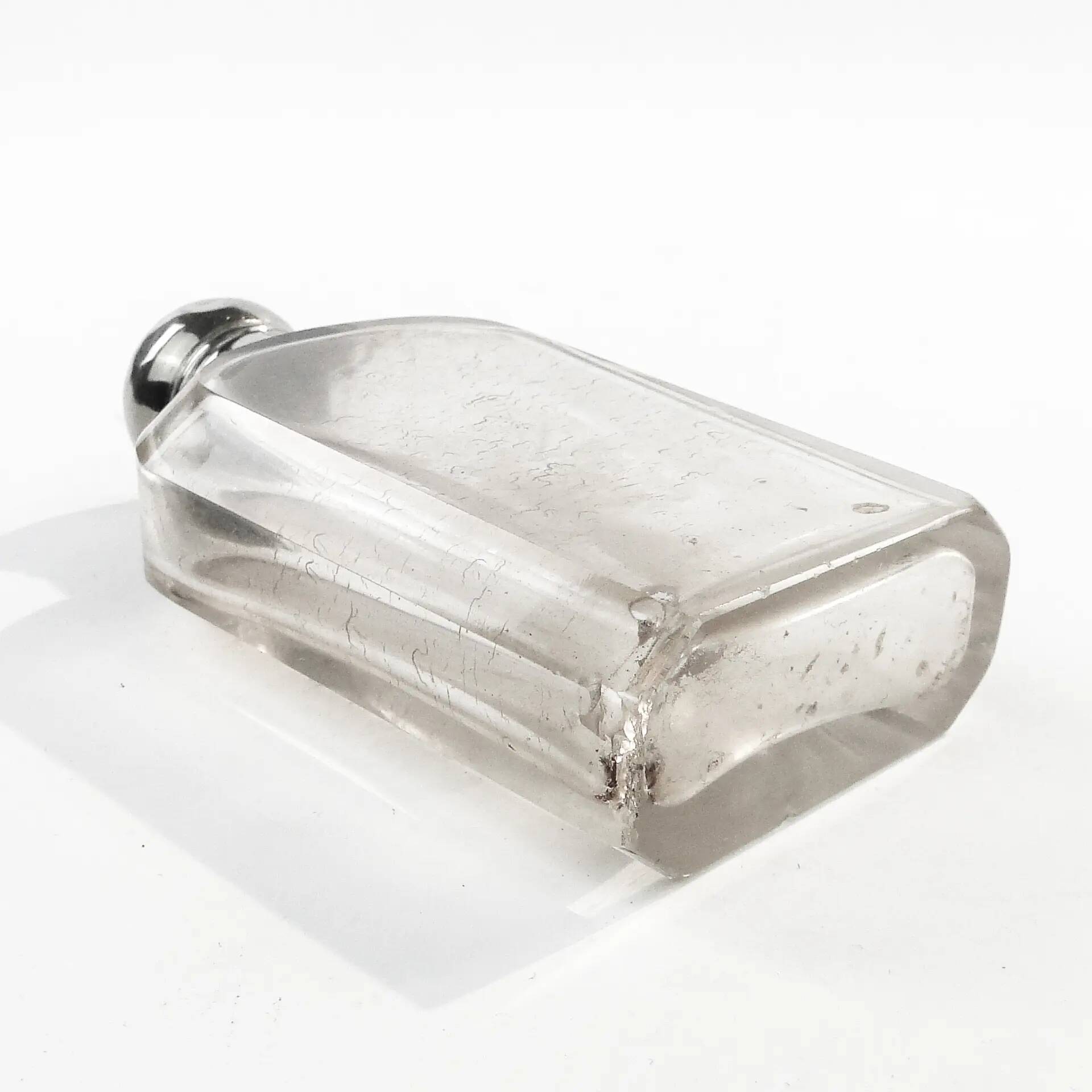 Art Deco hip flask, crystal, France, 1930s
