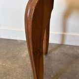 French Art Deco side table, 1930s vintage round wooden table with mirrored top