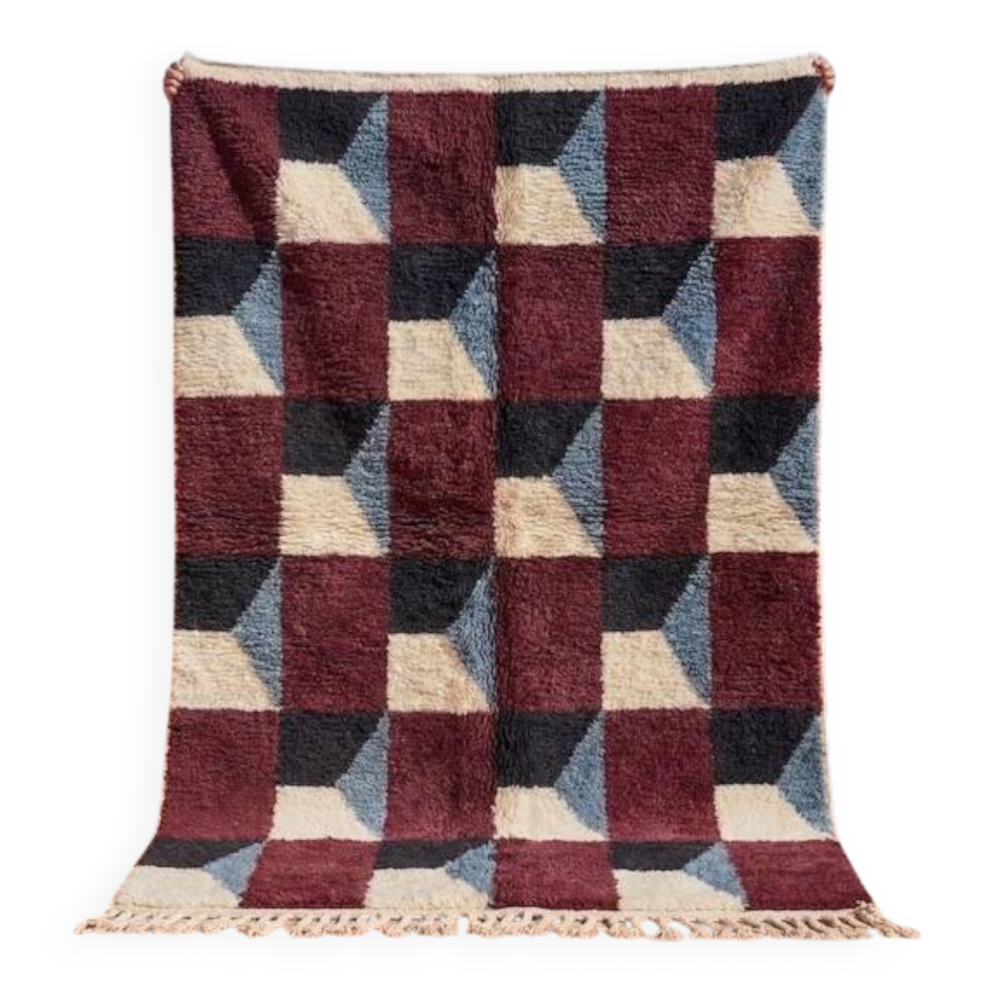 Traditional pure wool Berber rug with colourful patterns, size 1.5/2.5m.