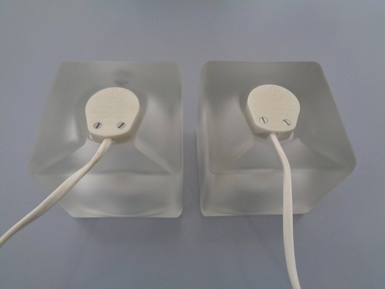 Glass Cube Lamps from Peill & Putzler, 1970s, Set of 2