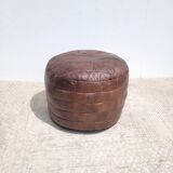 Pouf cuir en parchwork