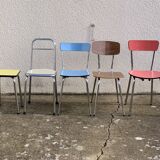 Mismatched formica chairs and stool 1960