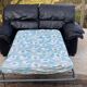 2 seater black leather convertible sofa 150cm