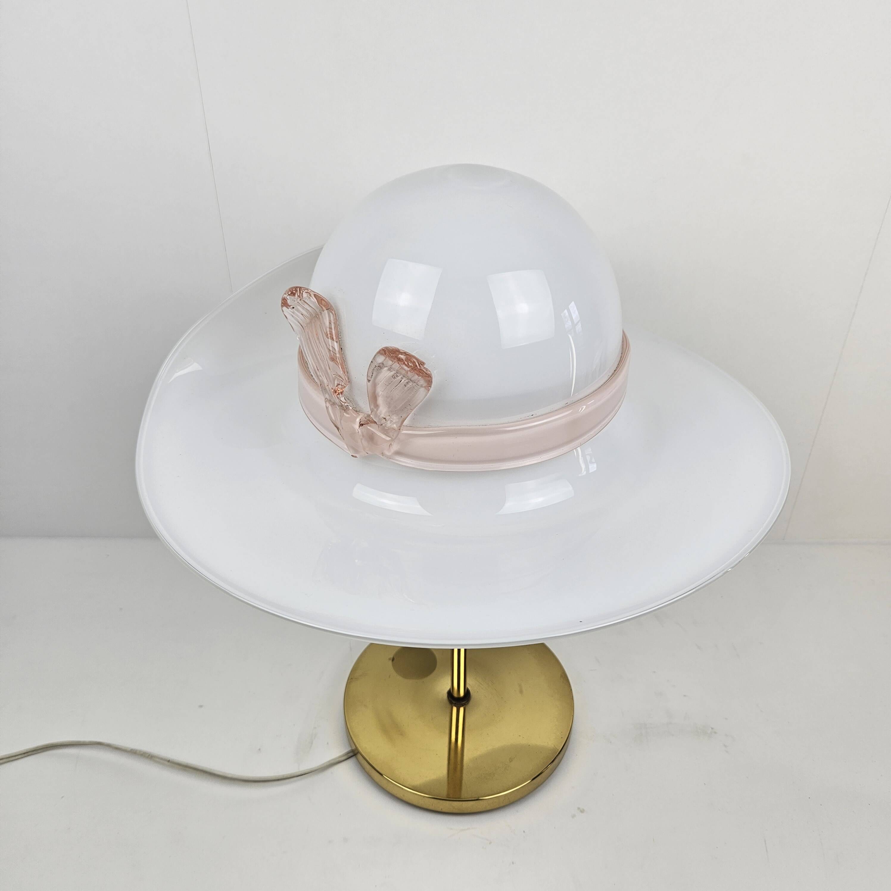 Table Lamp with Brass and Murano Glass, Italy 1970's