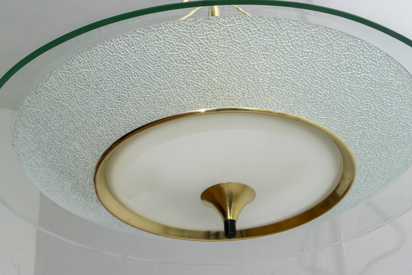 Lustre italien en verre et laiton de style Fontana Arte, années 40