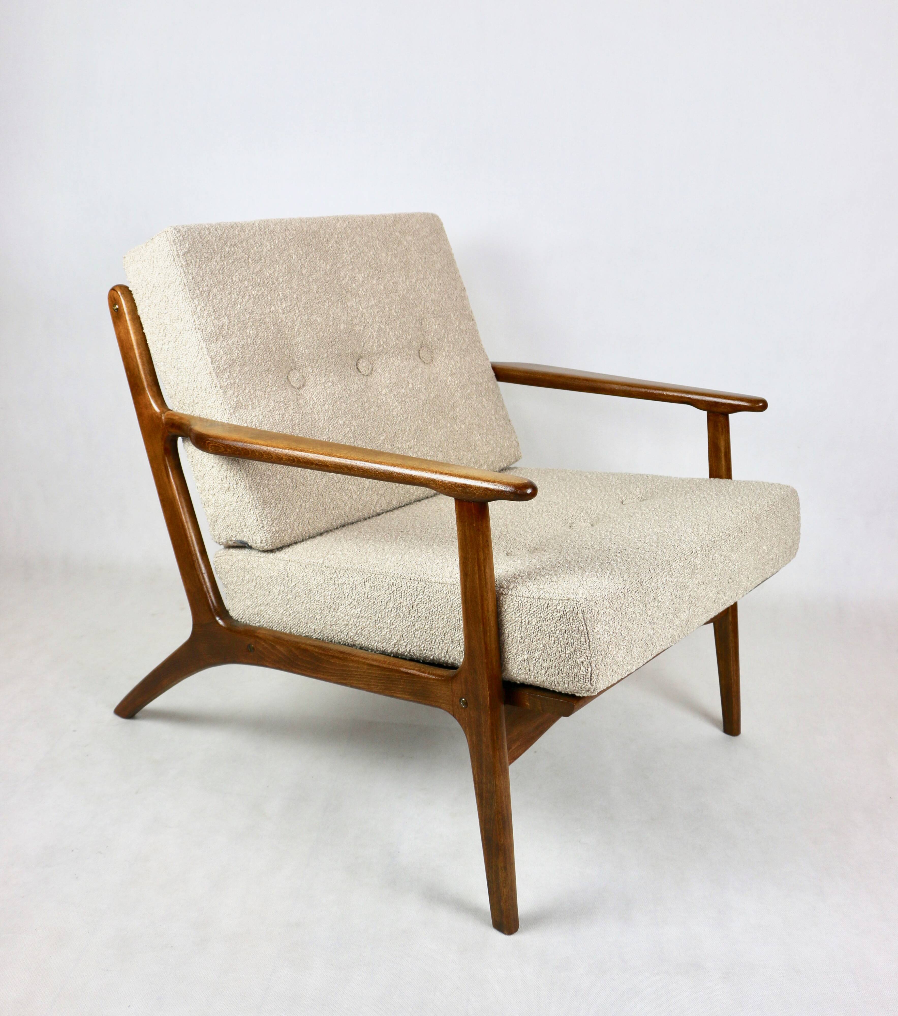 Danish Vintage Beige Boucle Armchair, 1970s