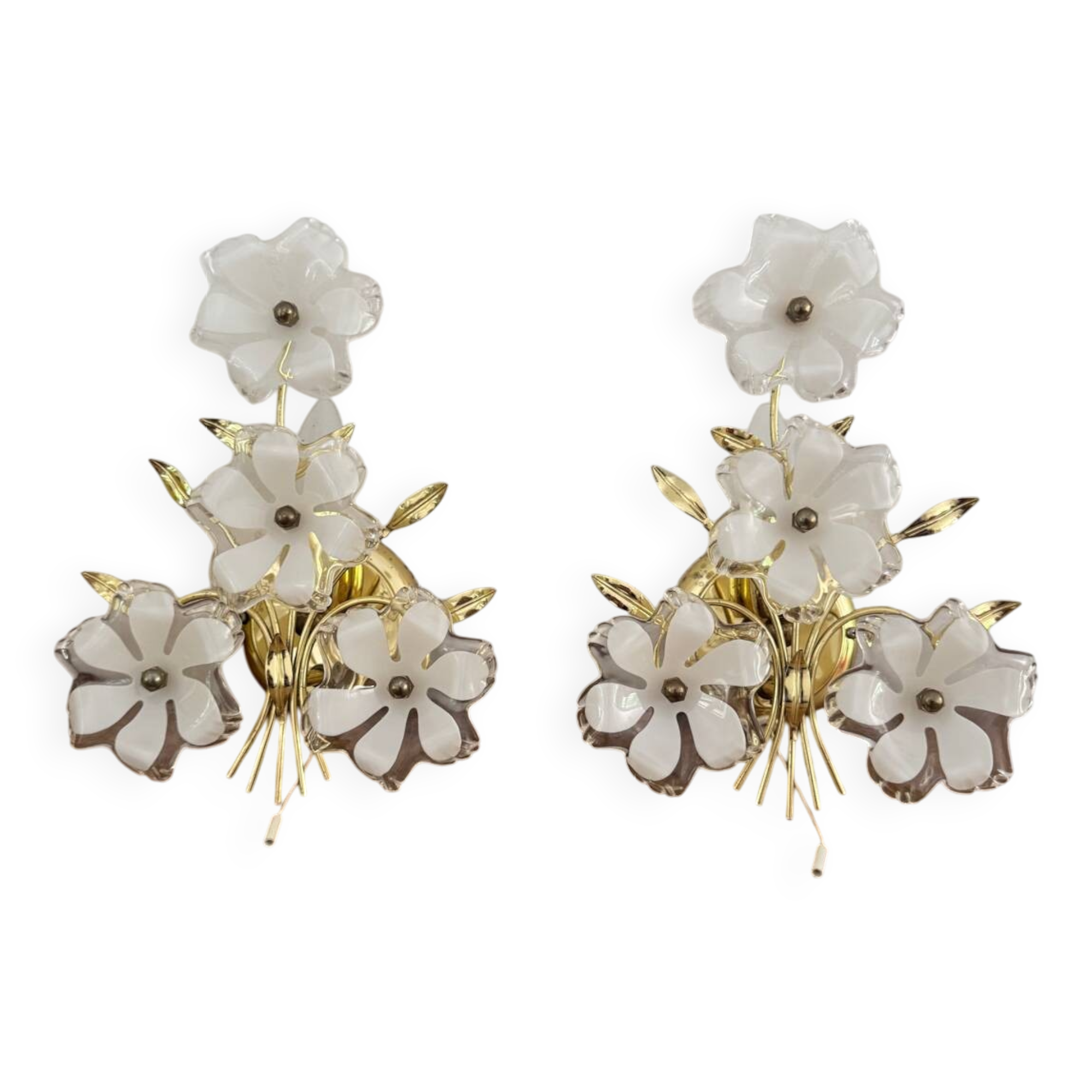 Set of Murano flower wall sconces
