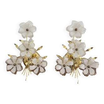 Set of Murano flower appliques
