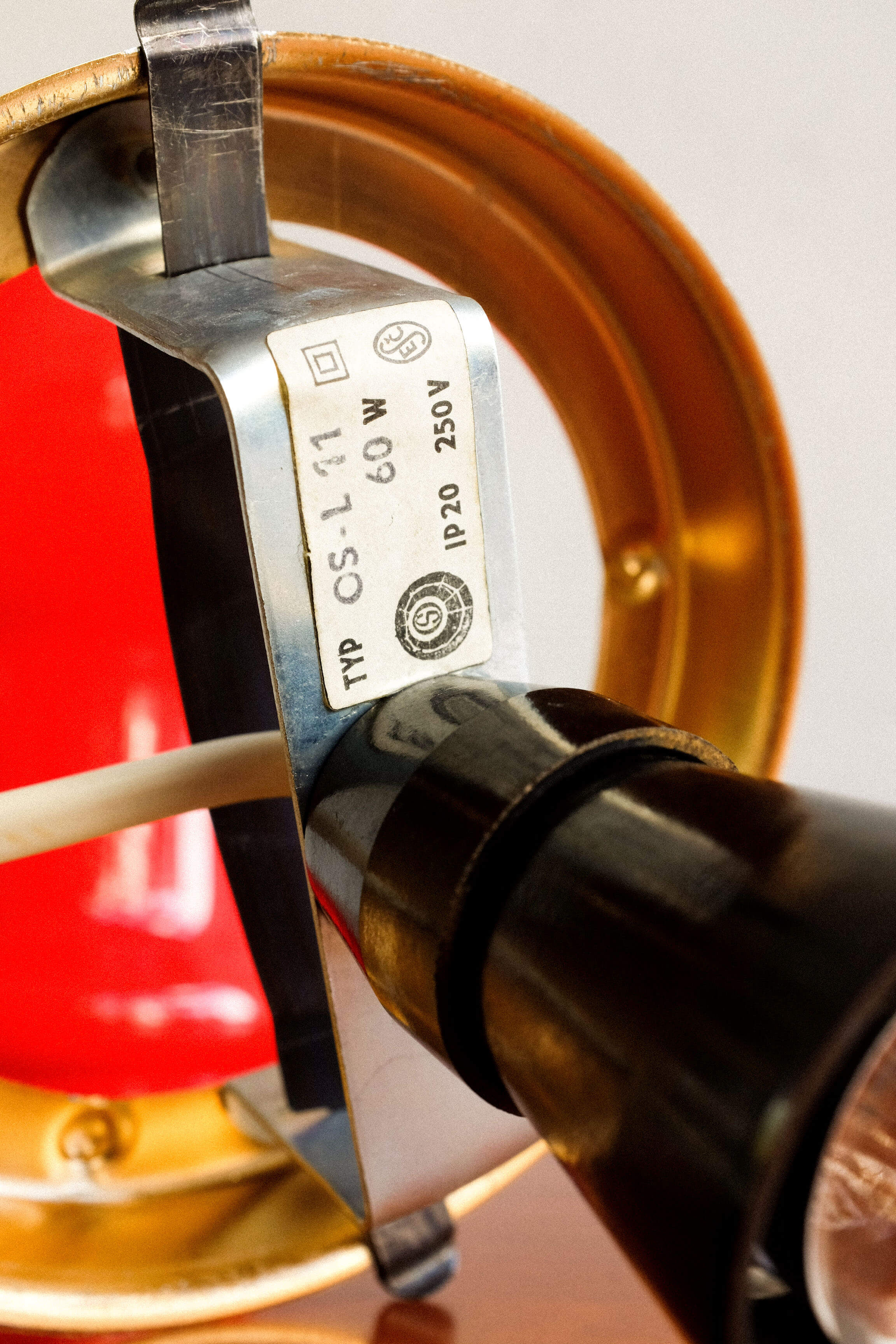 Space age czechoslovak opaline red glass table lamp, 1970s